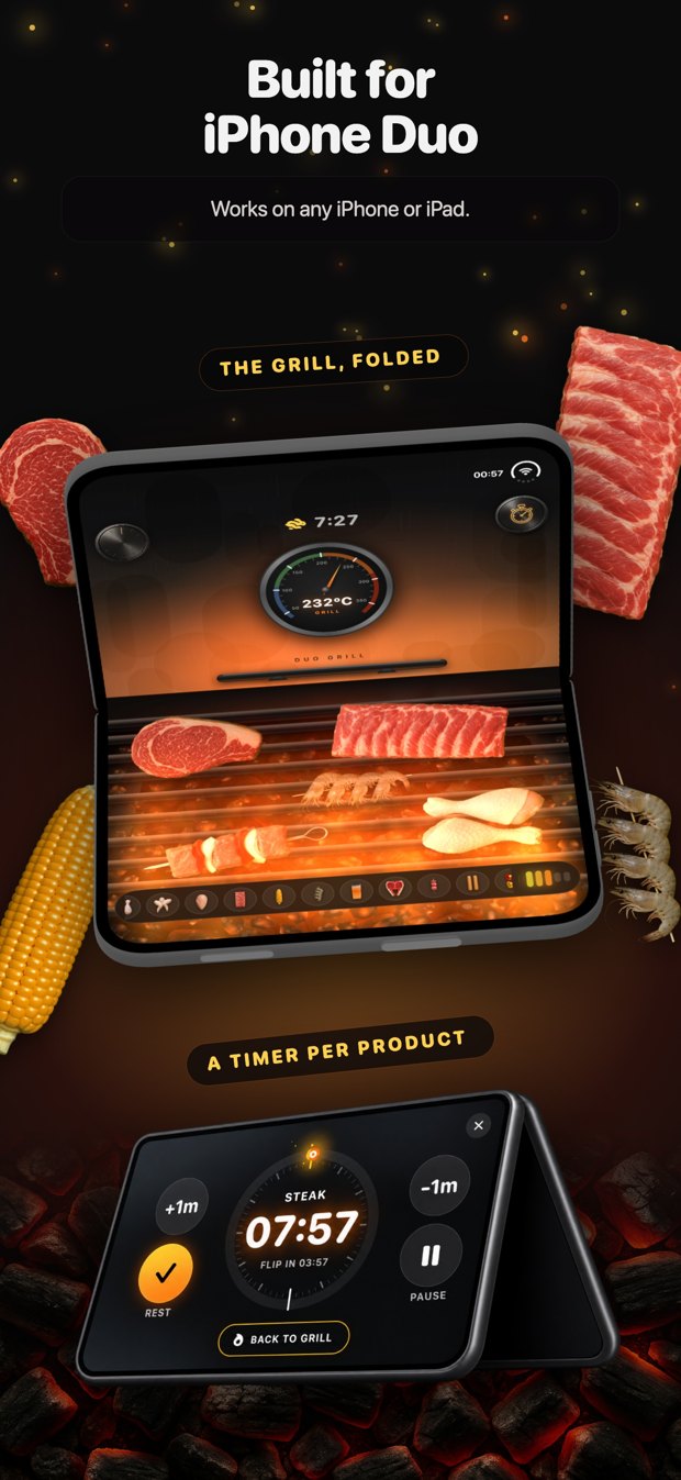 Duo Grill folded and standing as a timer